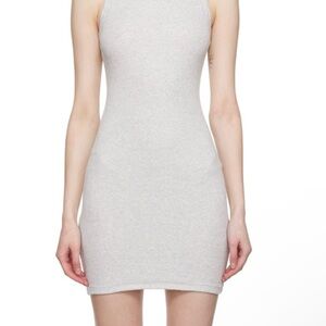 SKIMS Light Gray Rib Knit Sleeveless Mini Dress